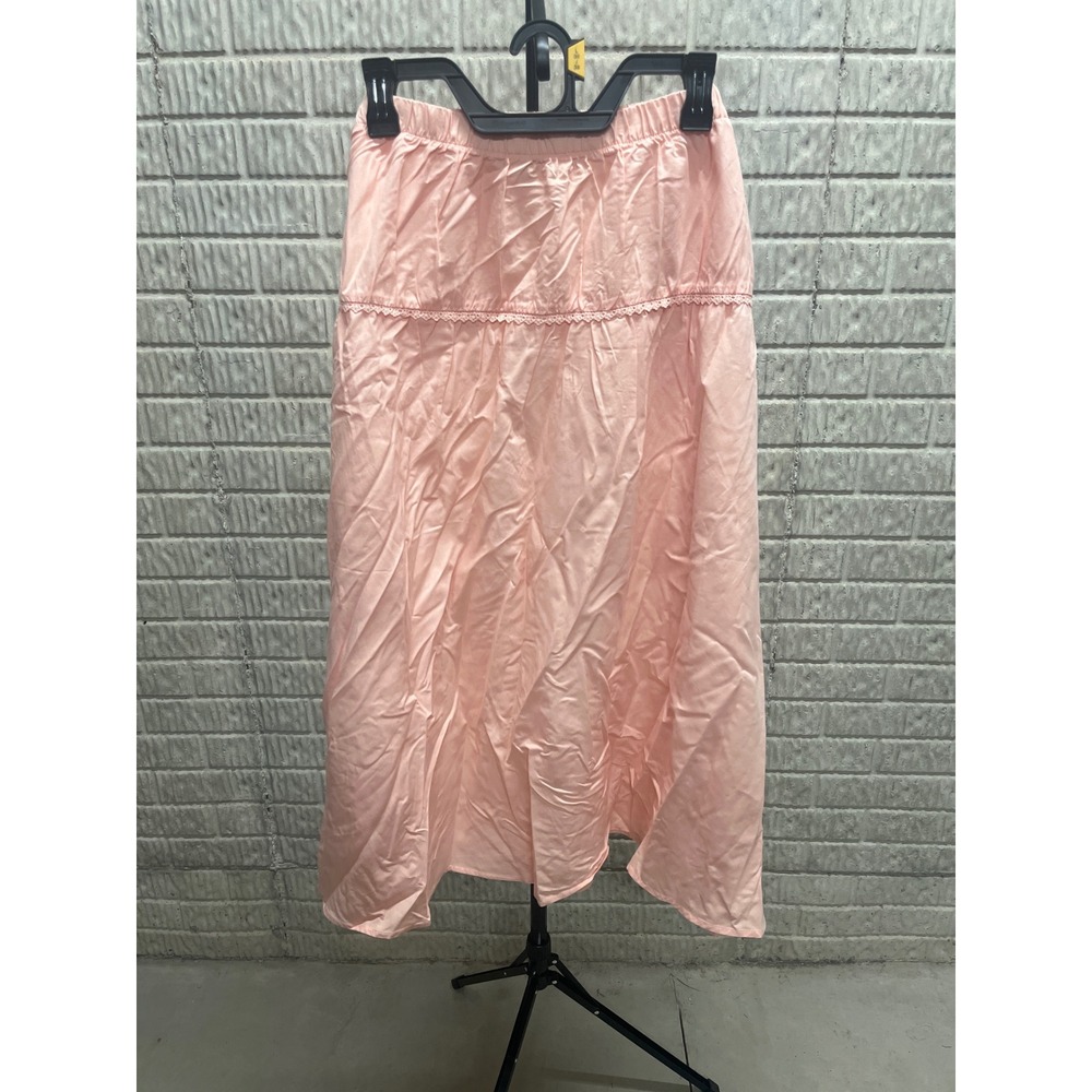 Celebrity Pink Woven Midi Skirt Orange Peach Crochet Lace Trim XXXL NWT CJ50786D